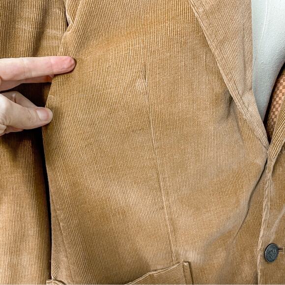 Vintage 70s Pioneer Wear Tan Brown Corduroy Casual Two Button Suit Jacket - Picture 6 of 14